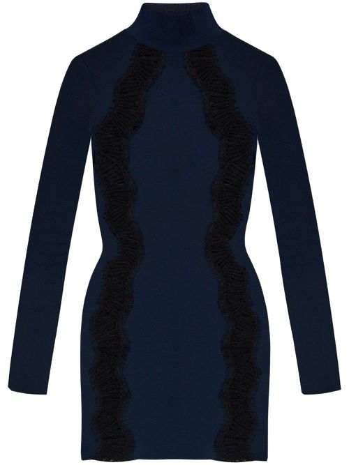 Perforated-detailing mini dress - Blue