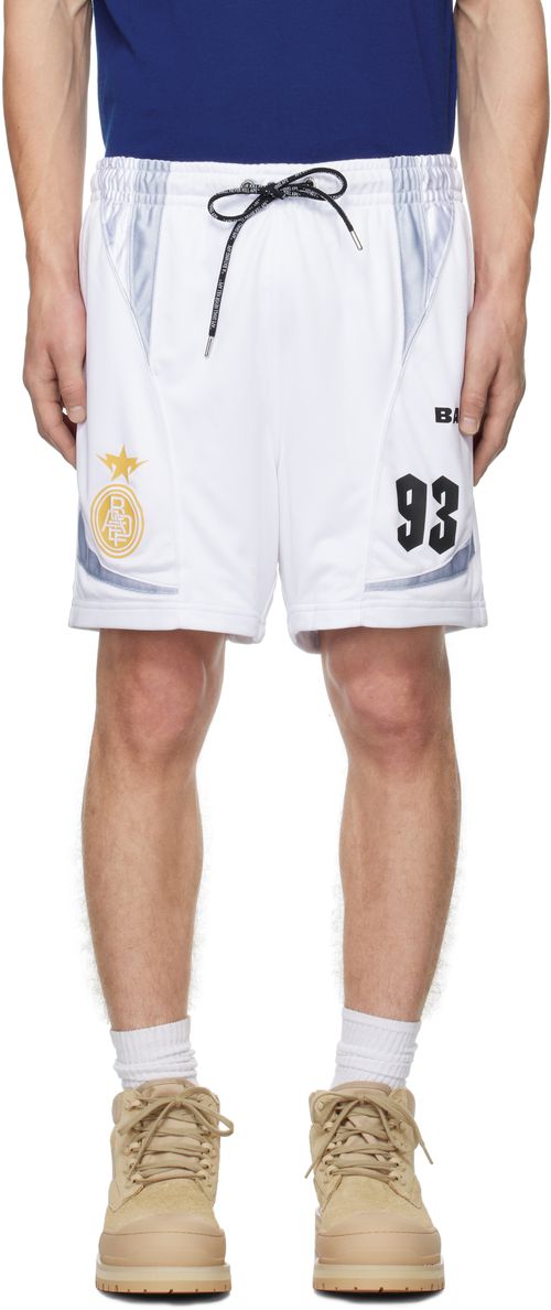 BAPE White Multi Logo Soccer Shorts