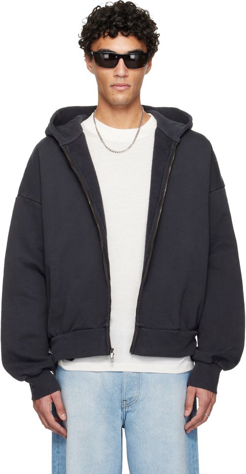 Black Holiday Embroidered Classic Full Zip Hoodie