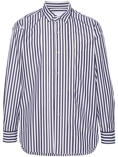 Pintuck-detailing striped shirt - Blue