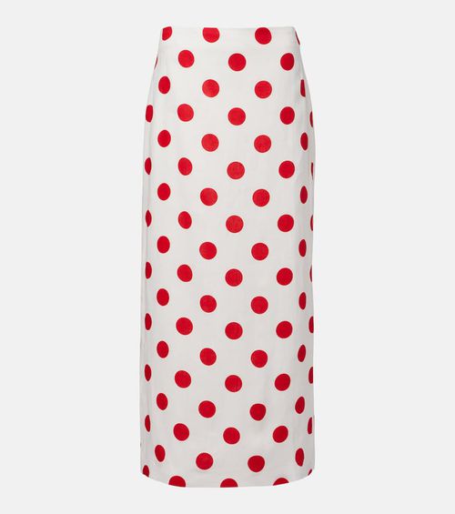Bruna polka-dot linen maxi skirt