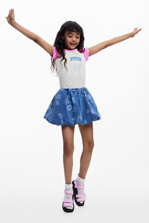 Denim mini bubble skirt