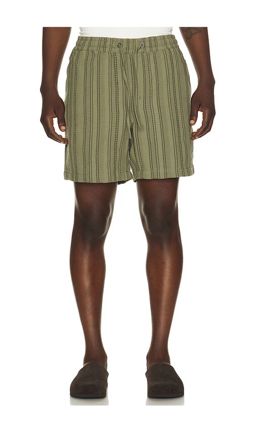 Marine Layer 6 Saturday Dobby Stripe Short in Olive. - S also in