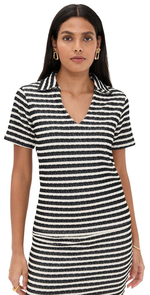 Mila Polo Top Black Stripe