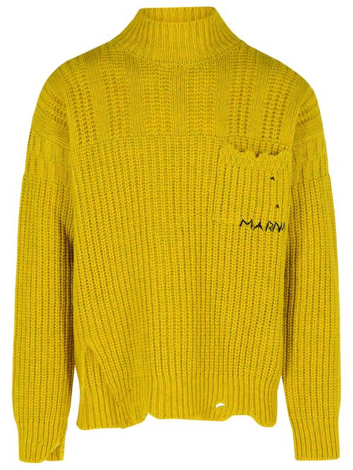 Mustard Virgin Wool Turtleneck Sweater