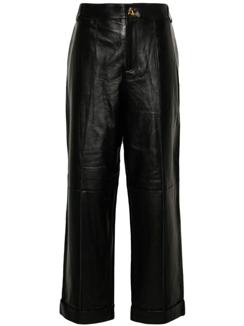 Zima leather straight-leg trousers - Black