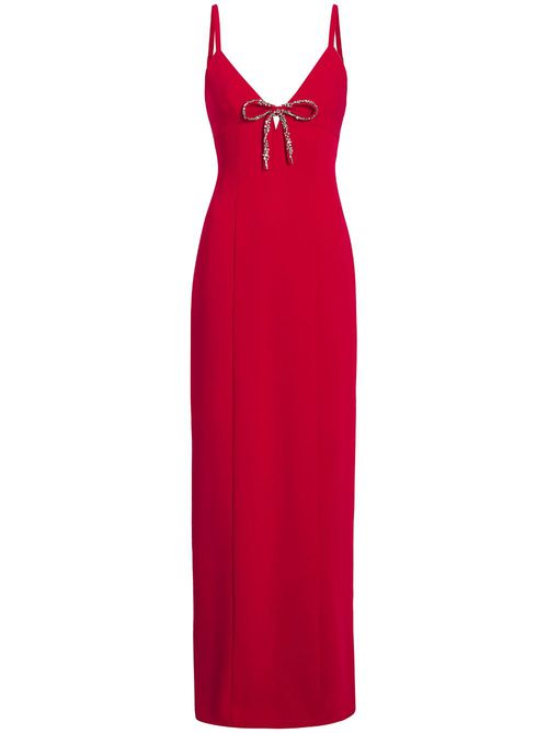 Adele bow-detail silk gown - Red