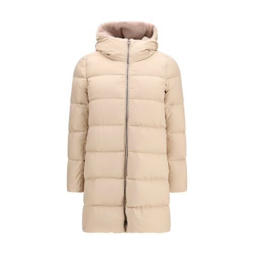 Quilted Goose Down Down Jacket — Beige
