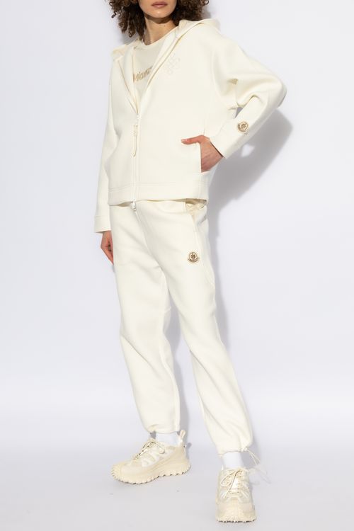 Sweatpants With Logo Patch, Women's, Cream