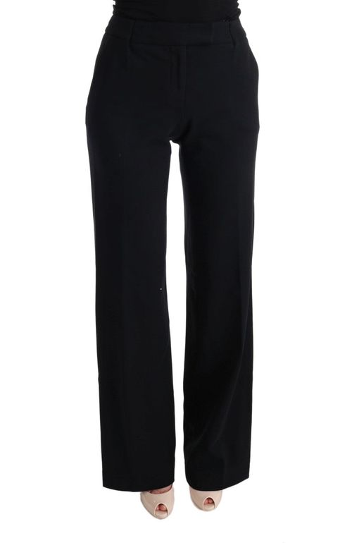 Viscose Bootcut Trousers — Black