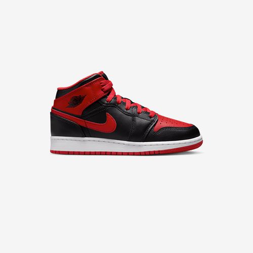 Jordan Air Jordan 1 Mid GS - BLACK/FIRE RED-WHITE - unisex - 7Y