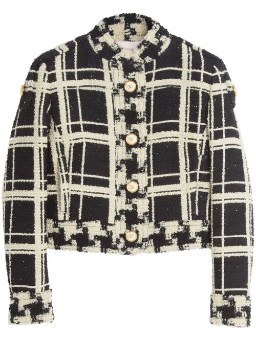 Check-pattern cropped jacket - Black