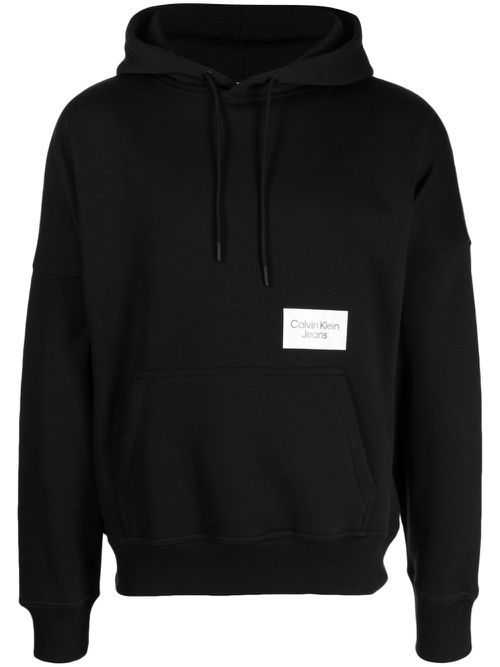 Logo-print colour-block hoodie - Black