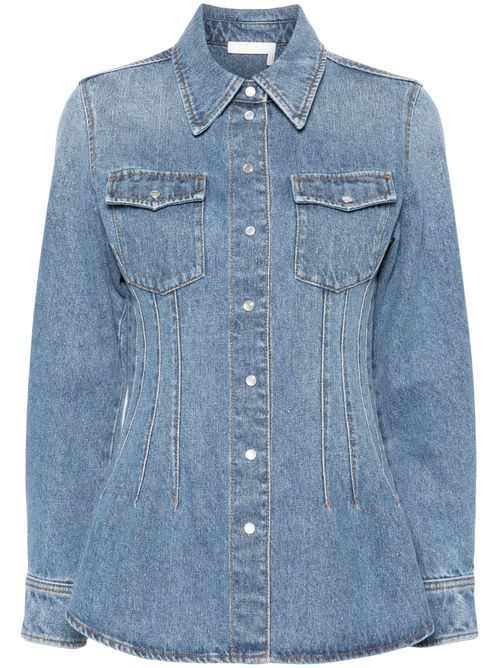 Corset-style denim shirt - Blue
