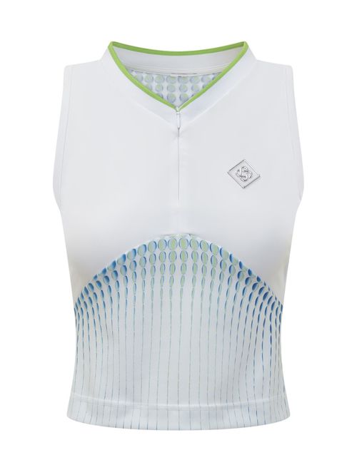 White Printed V Neck Top