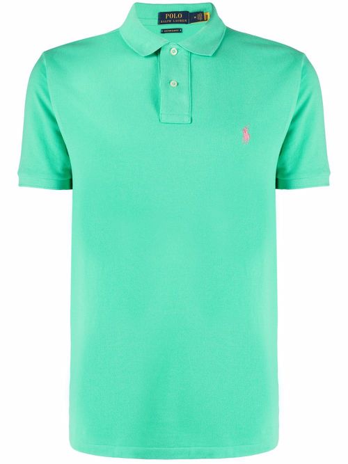 Embroidered-logo piqué polo shirt - Green
