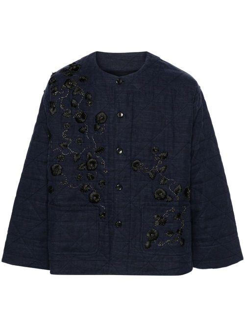 Swan drop-shoulder shirt jacket - Blue