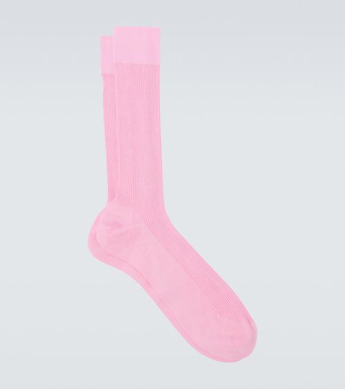 Ribbed-knit cotton socks