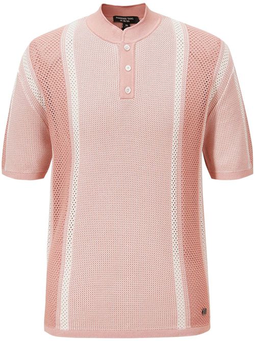 Tang open-knit cotton polo shirt - Pink