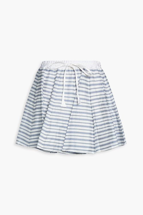 Striped linen-blend mini skirt - Blue - FR 36