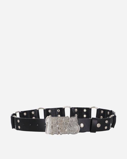 Hypnotized Logo Ring Leather Belt Black