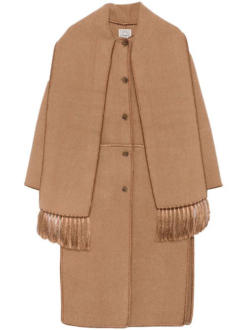 Embroidered scarf coat - Brown