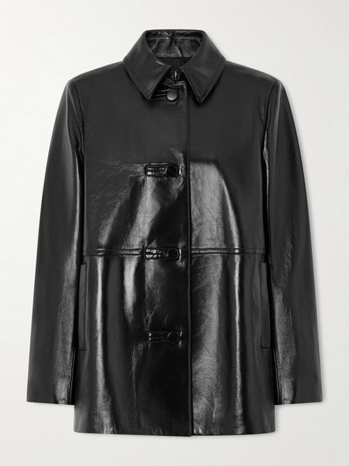 Jess Paneled Glossed-leather Jacket - Black