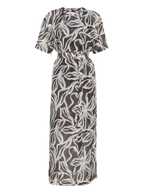 Floral-print Monili-detail maxi dress - White