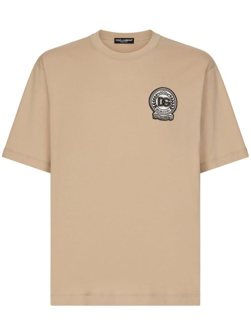 DG-embroidered cotton T-shirt - Neutrals