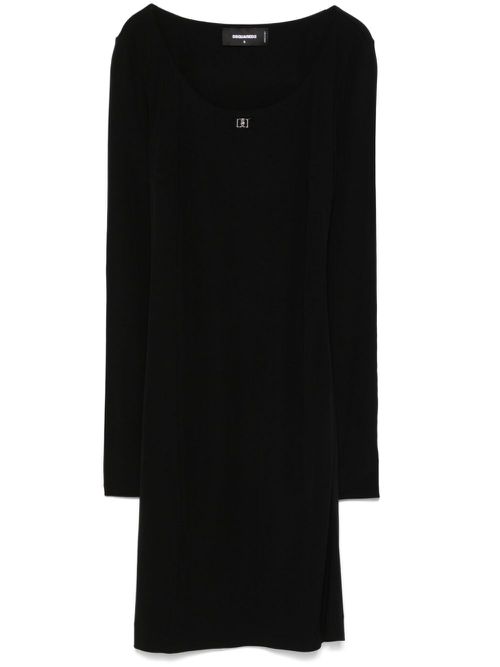 Logo-plaque midi dress - Black