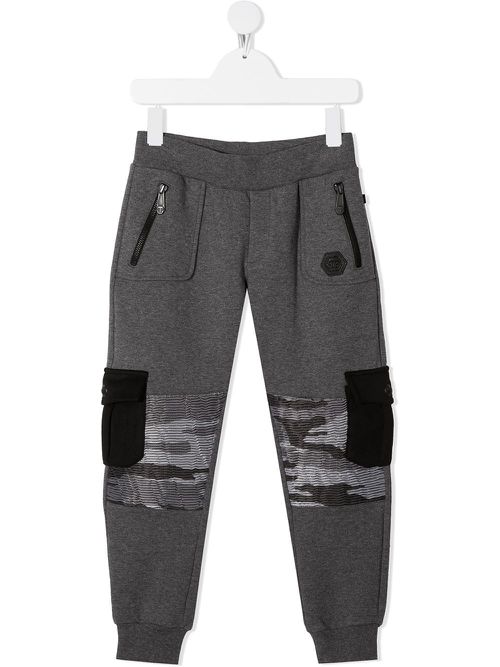 Camouflage-patchwork track pants - Grey
