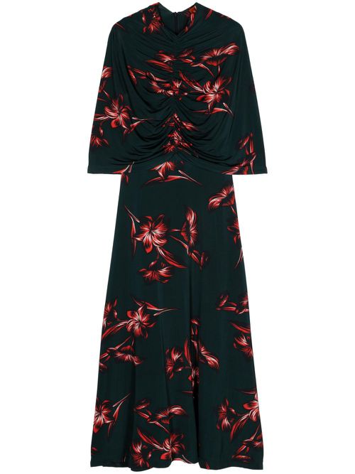 Alix floral-print midi dress - Black