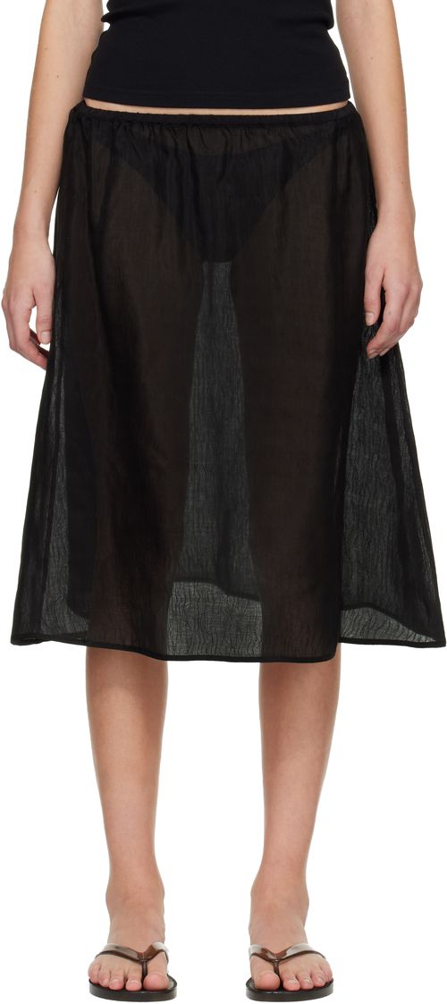 Black Sheer Midi Skirt