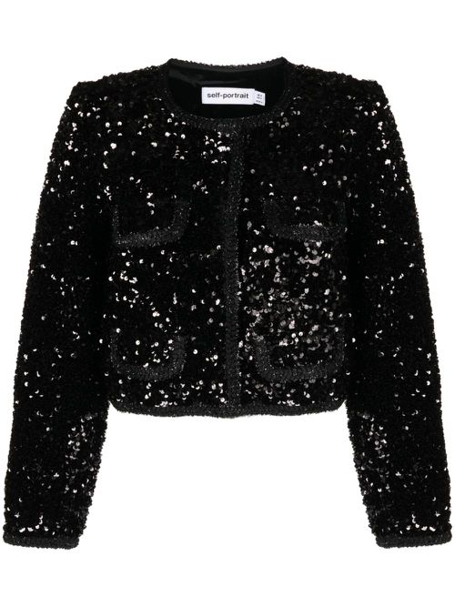 Sequined cropped jacket - Black