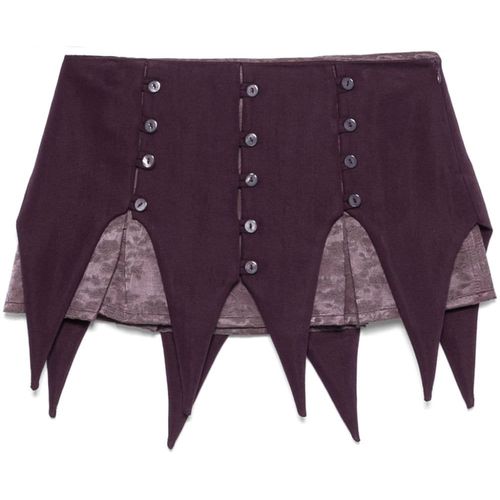 Purple Pinstripe Panel Mini Skirt