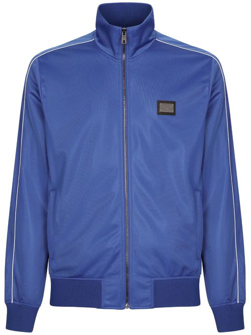 Logo-plaque zip-up jacket - Blue