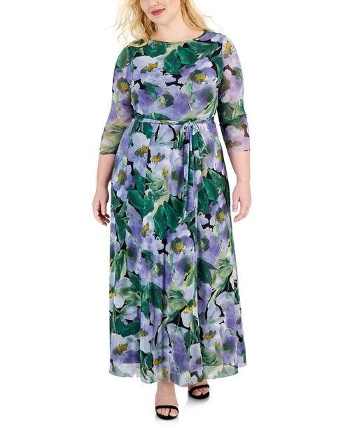 Plus Size Floral-Print Maxi Dress - Black Lavender