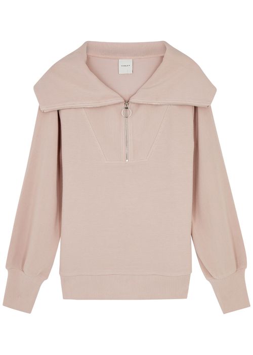 Vine Ribbed Half-zip Stretch-cotton Sweatshirt