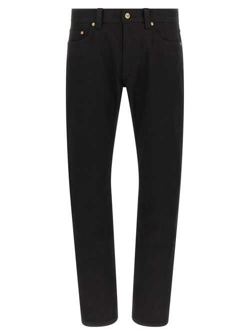 Medusa Embroidery Jeans — Black