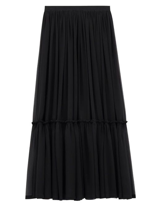 Ruffled Skirt In Silk Crepe Muslin