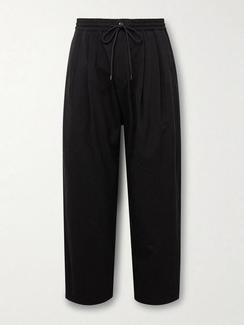 Men - BaggySilhouette Easy Straight-Leg Pleated Crepe Drawstring Trousers