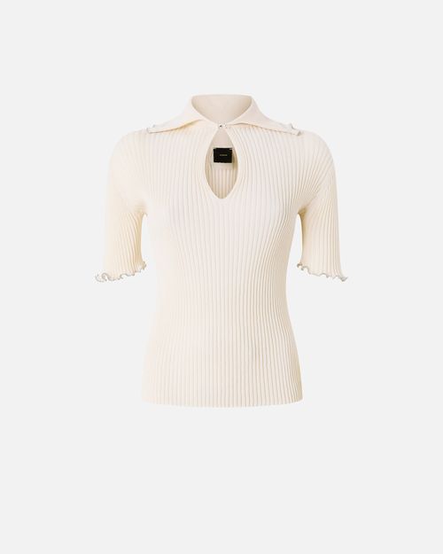 Ribbed sweater with jewel edges - L