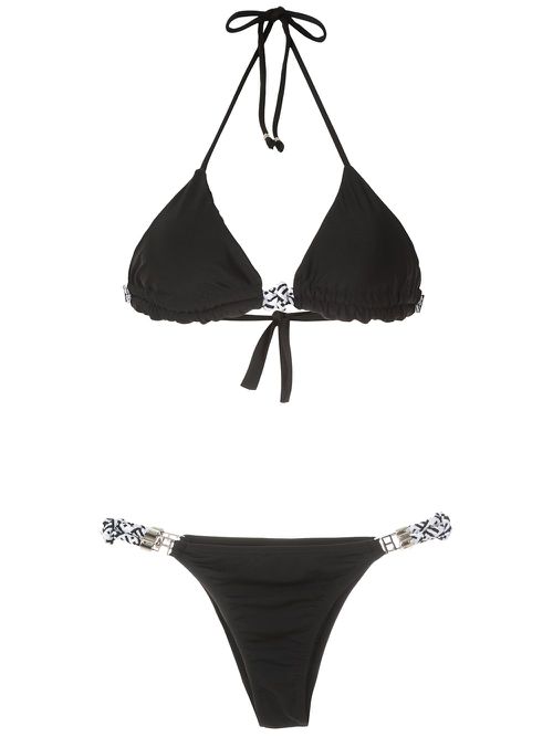 Rope trim bikini set - Black