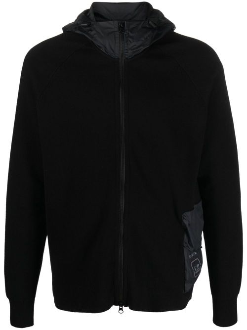 Logo-print fleece hoodie - Black