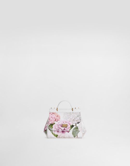 Hydrangeas-print dauphine calfskin sicily handbag