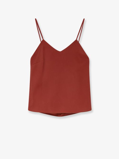 Silk V-Neck Tank Top — Red