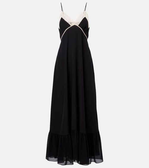 Chloé Lace-trimmed silk chiffon midi dress