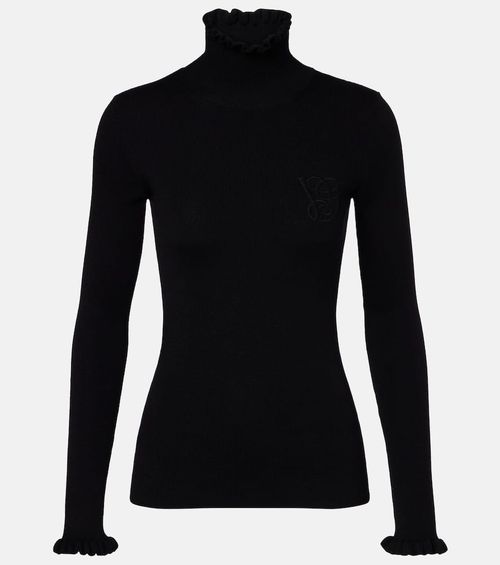 Ruffled virgin wool sweater