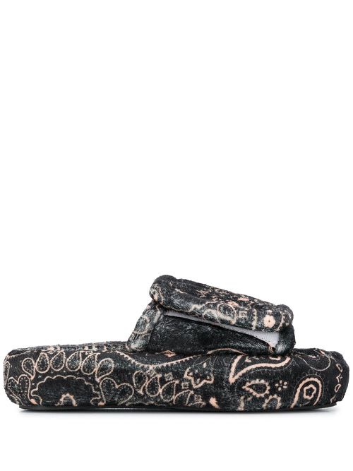 Bandana-print platform slides - Black
