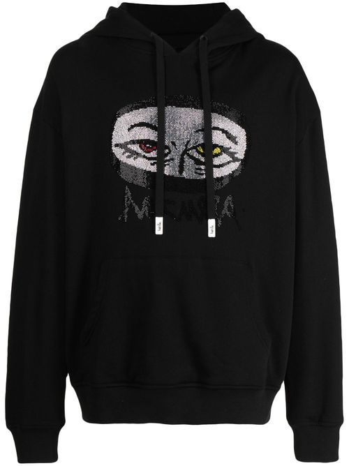Eyes On You studded cotton hoodie - Black